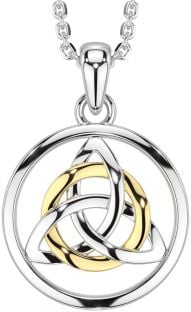 White Yellow Gold Celtic Trinity Knot Necklace