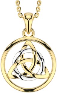 White Yellow Gold Celtic Trinity Knot Necklace