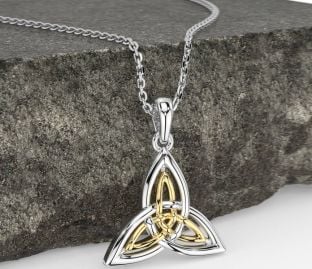 Gold Silver Celtic Trinity Knot Necklace