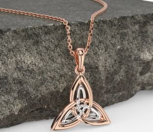 Rose Gold Silver Celtic Trinity Knot Necklace