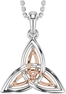 White Rose Gold Celtic Trinity Knot Necklace