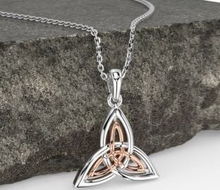 White Rose Gold Celtic Trinity Knot Necklace