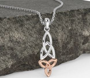 Rose Gold Silver Celtic Trinity Knot Necklace