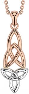 Rose Gold Silver Celtic Trinity Knot Necklace