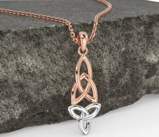 Rose Gold Silver Celtic Trinity Knot Necklace