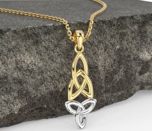 White Yellow Gold Celtic Trinity Knot Necklace