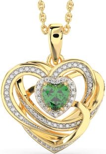 Diamond Emerald Gold Silver Celtic Heart Necklace