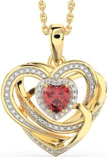 Diamond Ruby Gold Silver Celtic Heart Necklace