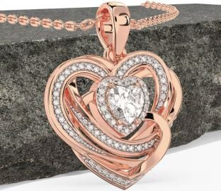 Diamond Rose Gold Celtic Heart Necklace