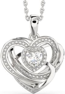 Diamond White Gold Celtic Heart Necklace