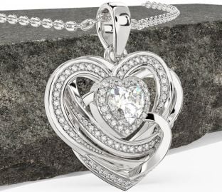 Diamond White Gold Celtic Heart Necklace