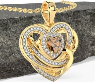 Elmas sitrin Altın Kelt Kalp Kolye