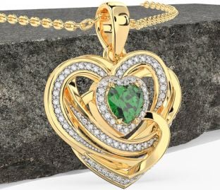 Diamond Emerald Gold Celtic Heart Necklace
