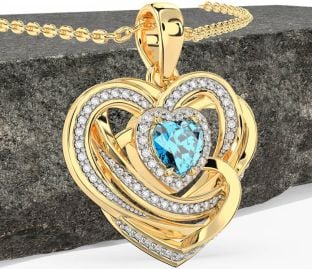 Diamond Topaz Gold Celtic Heart Necklace