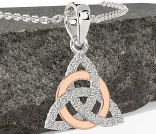 Rose Gold Silver Celtic Trinity Knot Necklace