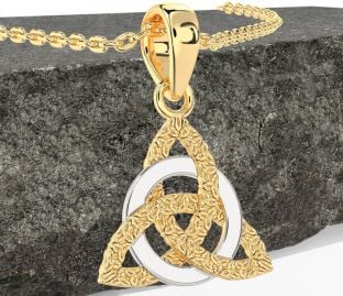 White Yellow Gold Celtic Trinity Knot Necklace