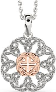 Rose Gold Silver Celtic Trinity Knot Necklace