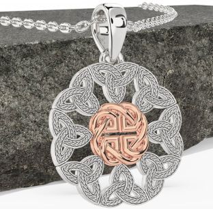 Rose Gold Silver Celtic Trinity Knot Necklace