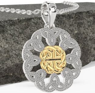 Gold Silber keltisch Dreieinigkeit Knoten Halskette