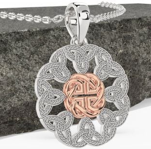 White Rose Gold Celtic Trinity Knot Necklace