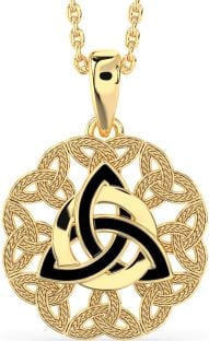 Gold Silver Black Rhodium Celtic Trinity Knot Necklace