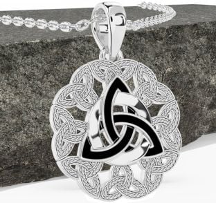 White Gold Black Rhodium Celtic Trinity Knot Necklace
