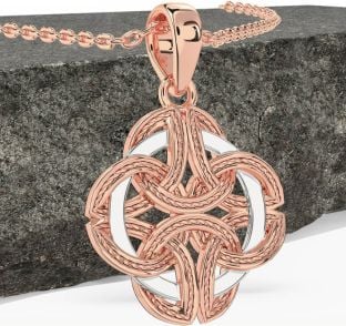 White Rose Gold Celtic Necklace