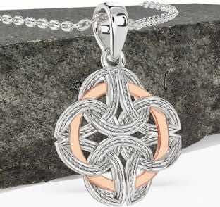 White Rose Gold Celtic Necklace