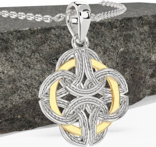 White Yellow Gold Celtic Necklace