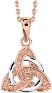 Rose Gold Silver Celtic Trinity Knot Necklace