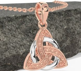 Rose Gold Silver Celtic Trinity Knot Necklace