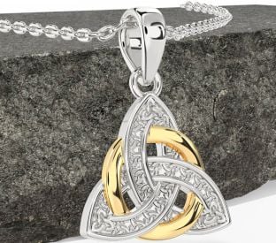 Gold Silber keltisch Dreieinigkeit Knoten Halskette