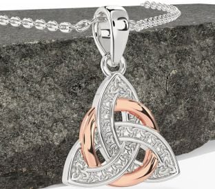 White Rose Gold Celtic Trinity Knot Necklace