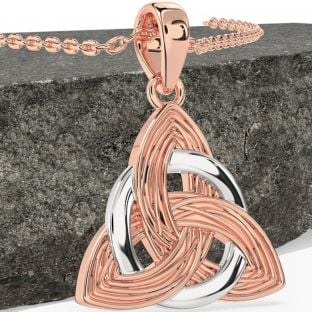 Rose Gold Silver Celtic Trinity Knot Necklace