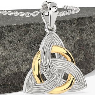 Gold Silber keltisch Dreieinigkeit Knoten Halskette