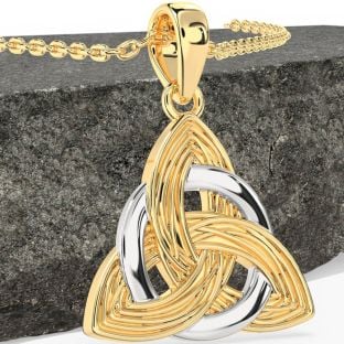 White Yellow Gold Celtic Trinity Knot Necklace