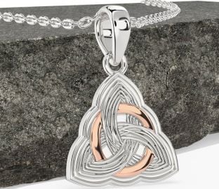 Rose Gold Silver Celtic Trinity Knot Necklace