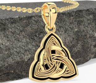 Gold Silver Black Rhodium Celtic Trinity Knot Necklace