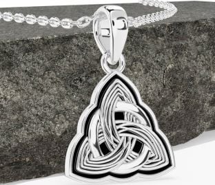 Silver Black Rhodium Celtic Trinity Knot Necklace