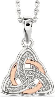 Rose Gold Silver Celtic Trinity Knot Necklace