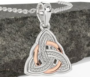 White Rose Gold Celtic Trinity Knot Necklace