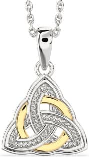 White Yellow Gold Celtic Trinity Knot Necklace