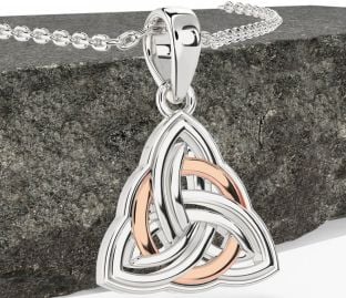 Rose Gold Silver Celtic Trinity Knot Necklace
