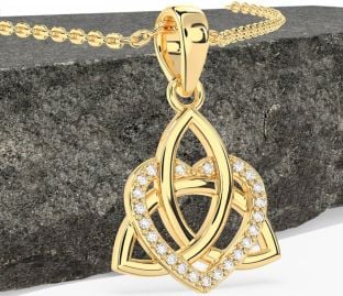 Diamond Gold Celtic Trinity Knot Heart Necklace
