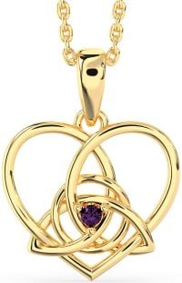 Alexandrite Gold Silver Celtic Trinity Knot Heart Necklace