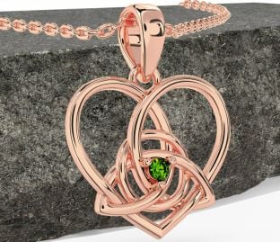 Peridoto Rosa Oro céltico Trinidad Nudo Corazón Collar
