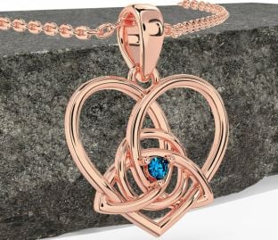 Topaz Rose Gold Celtic Trinity Knot Heart Necklace
