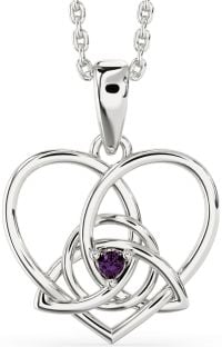 Alexandrite Silver Celtic Trinity Knot Heart Necklace