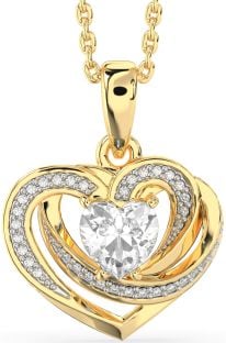 Diamond Gold Silver Celtic Heart Necklace