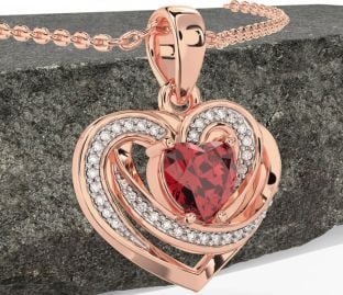 Diamant Rubin Rose Gull Celtic Hjerte Halskjede